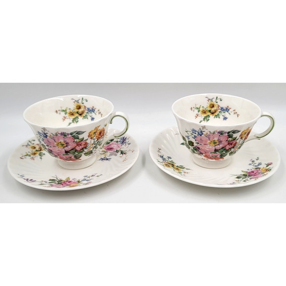 Royal Doulton Arcadia H4802 Cup & Saucer Set Floral Bone China England Set of 2 - Picture 4 of 12
